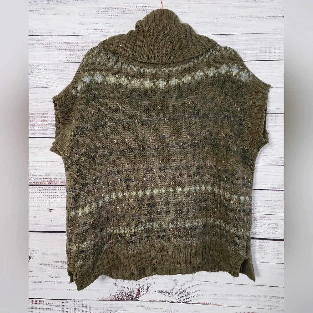 FREE PEOPLE Snow Bunny Fair Isle Sweater Tunic Green S